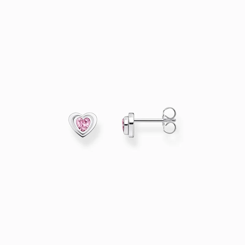 Thomas Sabo Silver Blackened Ear Studs in Heart-shape with Pink Zirconia main image 0